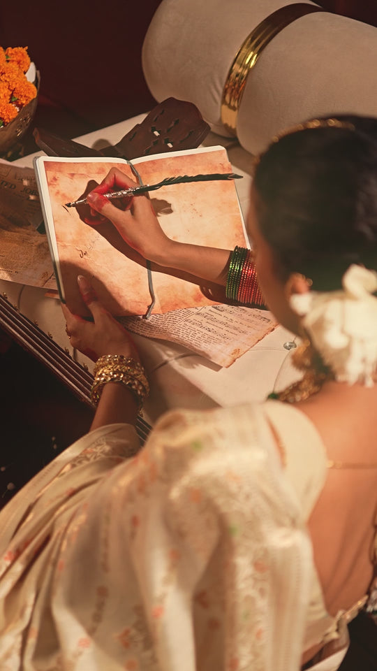 Ivory Banarasi Saree with Intricate Meenakari Jaal
