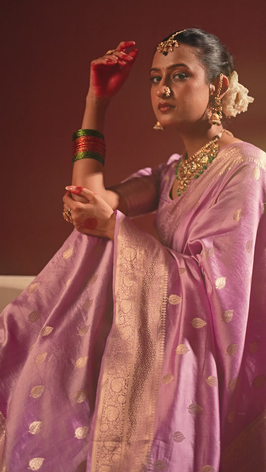 Orchid Banarasi Saree with Delicate Buti Weaves
