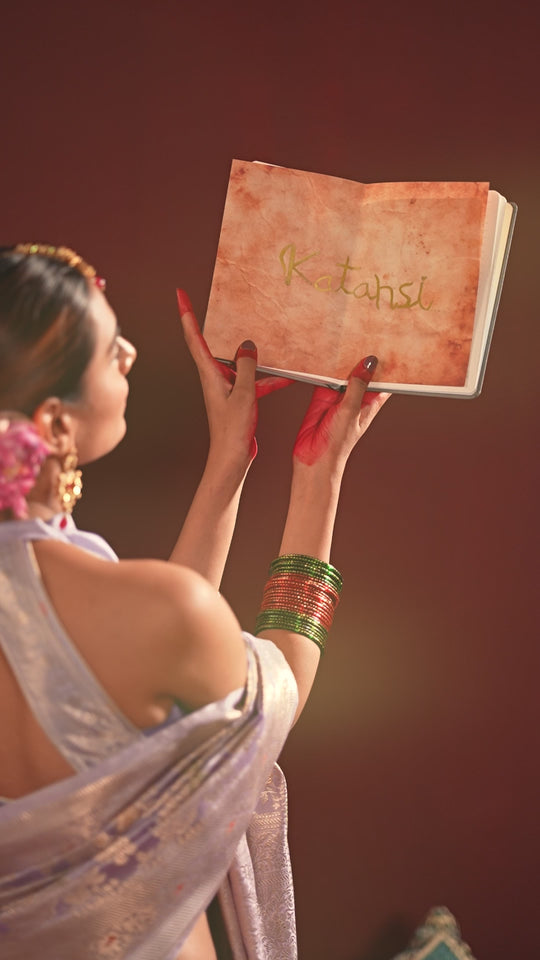 Lavender Banarasi Saree with Meenakari Floral Weaves