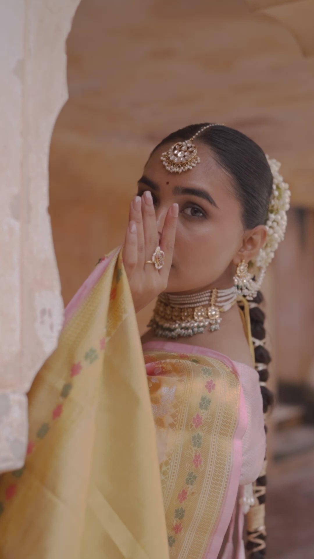 Pastel Harmony Pure Banarasi Rangkat Saree with Multihued Weaves