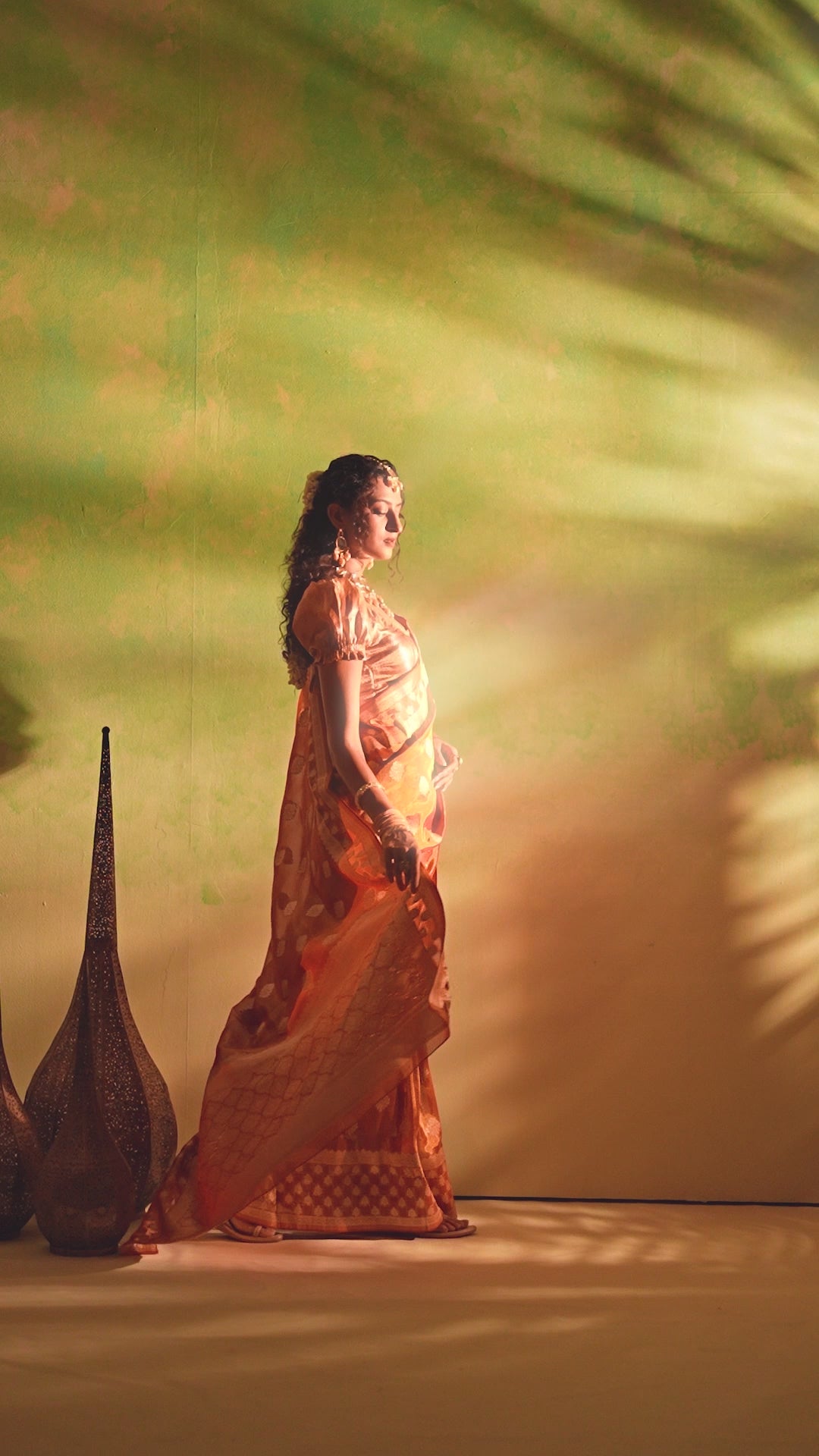 Golden Tissue Saree with Trellis Butidar Artistry Weaves
