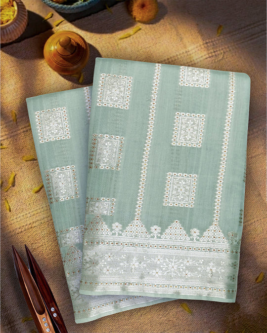Pistachio Pure Banarasi Saree with Intricate Legacy Weaves