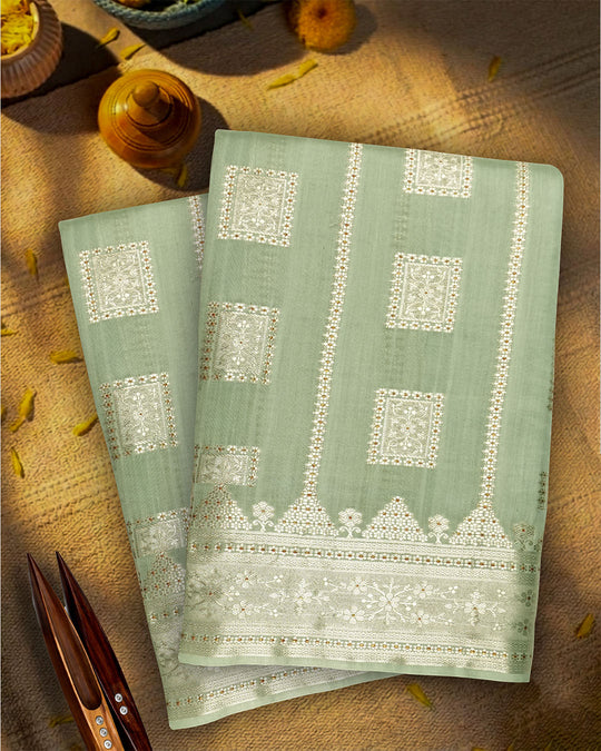 Pistachio Pure Banarasi Saree with Intricate Legacy Weaves