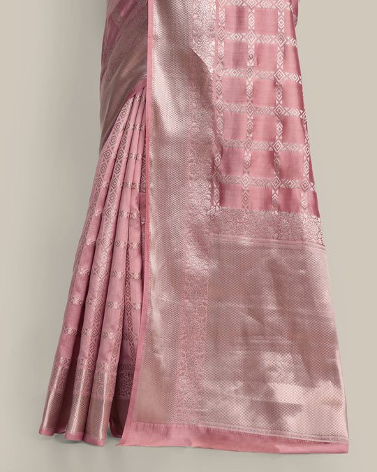 Pastel Pink Kadwa Handwoven Banarasi Saree