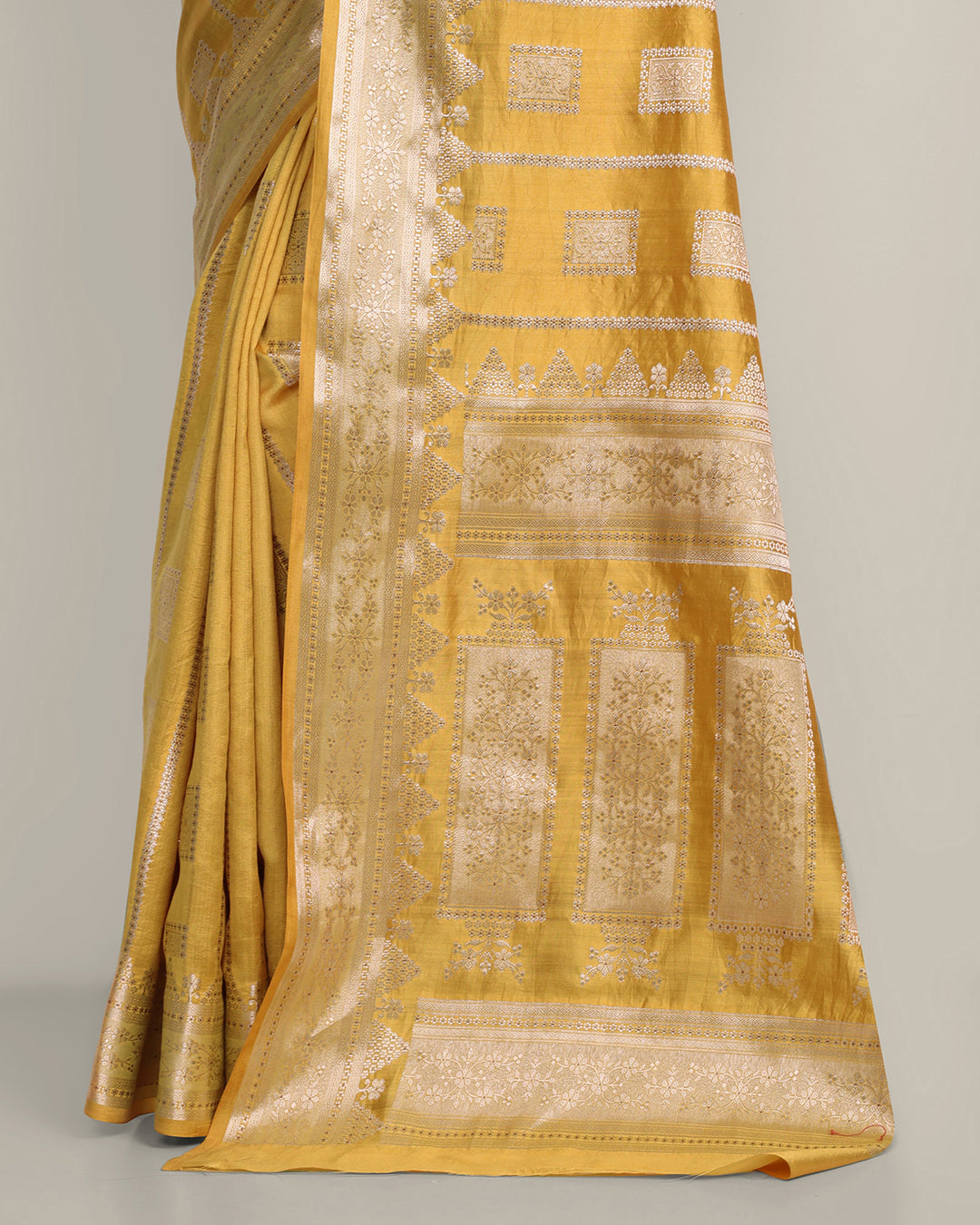 Honey Yellow Kadwa Handwoven Banarasi Saree