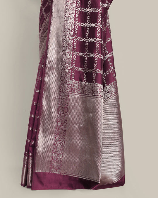 Wine Kadwa Handwoven Banarasi Saree