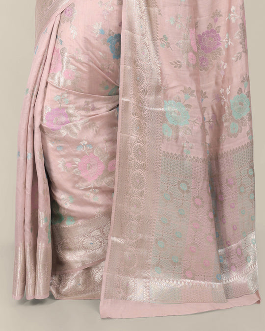 Champagne Floral Handwoven Banarasi Chiniya Silk Saree