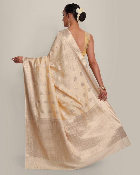 Beige Kadwa Handwoven Banarasi Saree