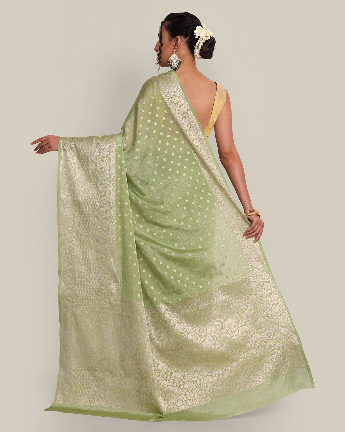 Pure Banarasi Katan Silk Shot Peacock Color Tanchoi Saree - BanarasiSaree .com