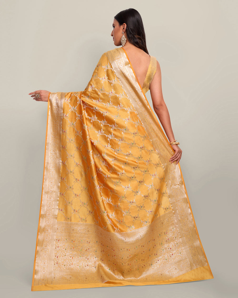 Royal Yellow Meenakari Handwoven Banarasi Saree