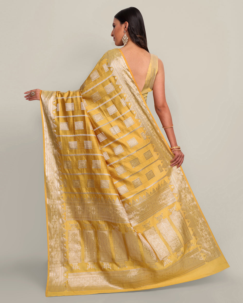 Honey Yellow Kadwa Handwoven Banarasi Saree