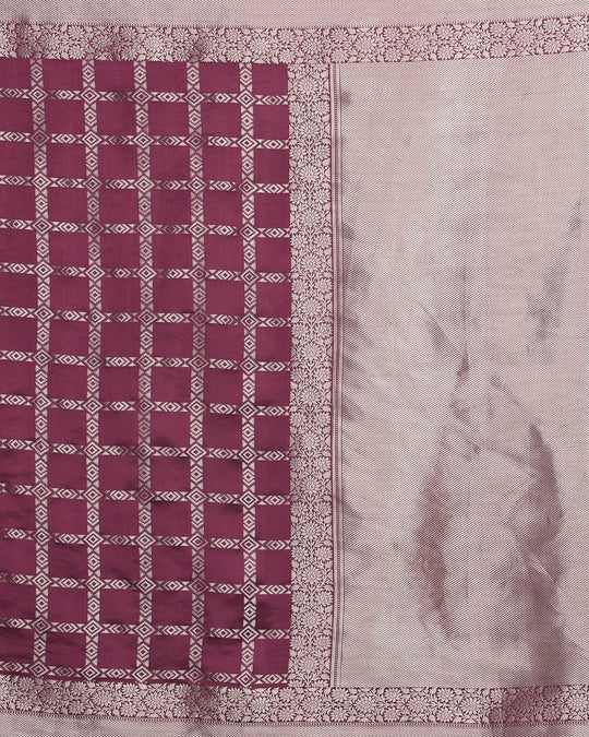 Wine Kadwa Handwoven Banarasi Saree