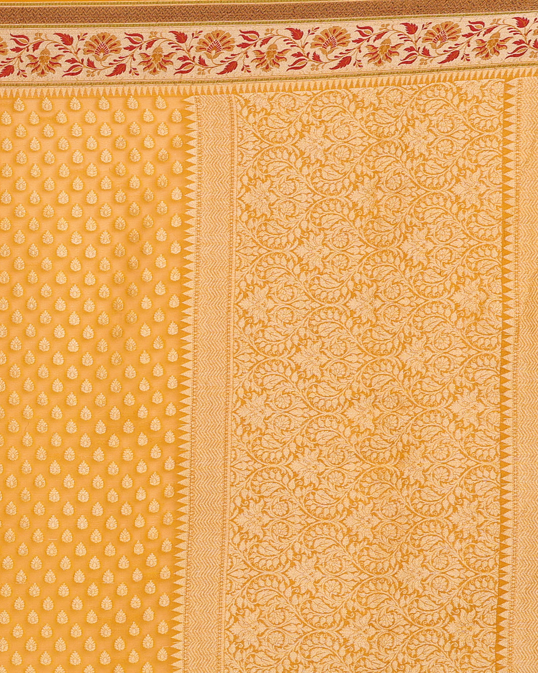 Bright Yellow Tanchoi Handwoven Banarasi Saree