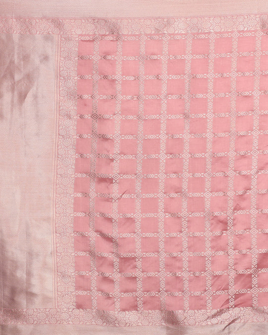 Pastel Pink Kadwa Handwoven Banarasi Saree