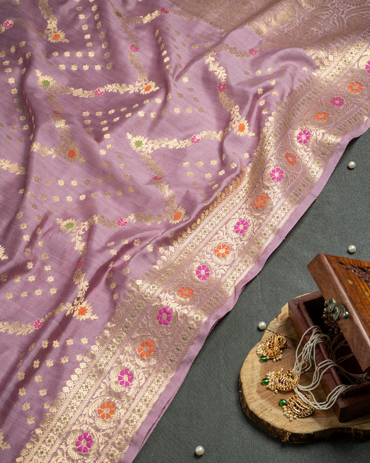 Meenakari Floral Jaal Handwoven Banarasi Saree