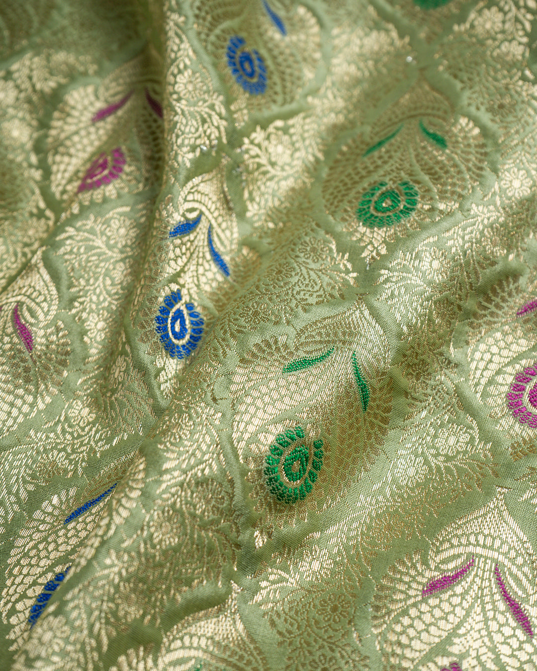 Lime Green Meenakari Jaal Handwoven Banarasi Saree