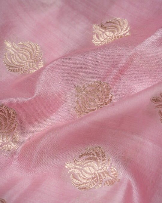 Baby Pink Kadwa Handwoven Banarasi Saree