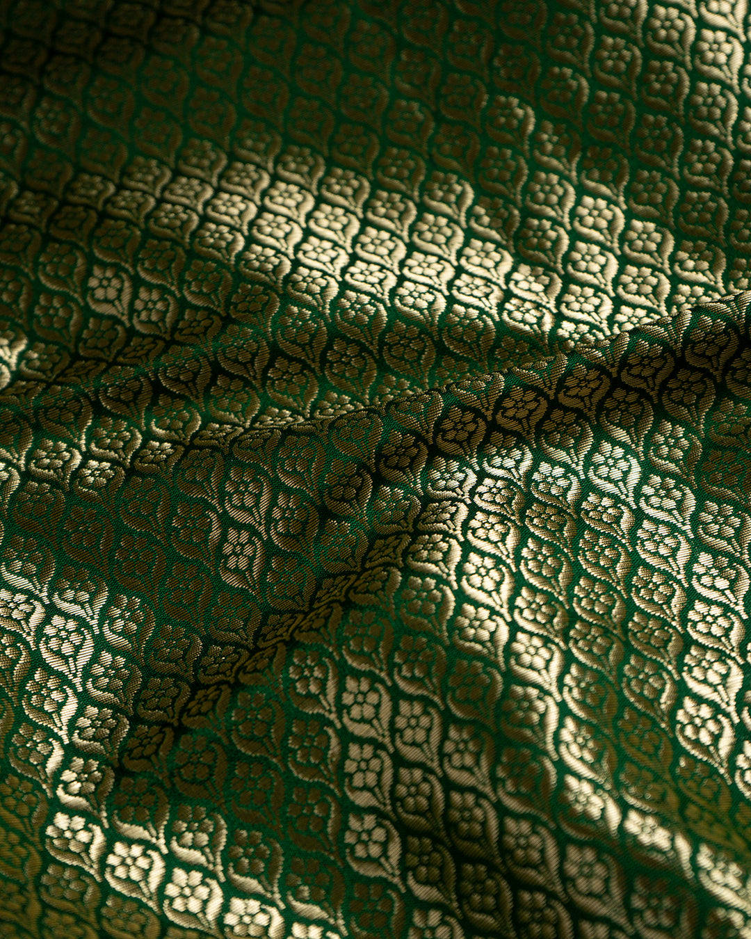 Bottle Green Jangla Handwoven Banarasi Saree