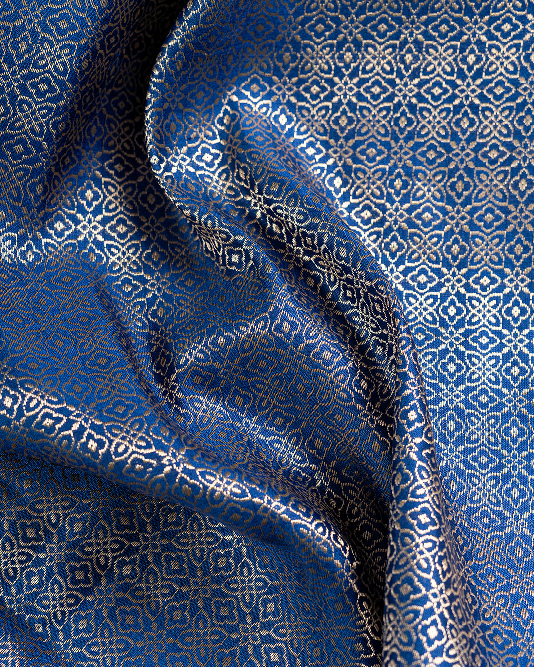 Egyptian Blue Floral Jaal Handwoven Banarasi Saree