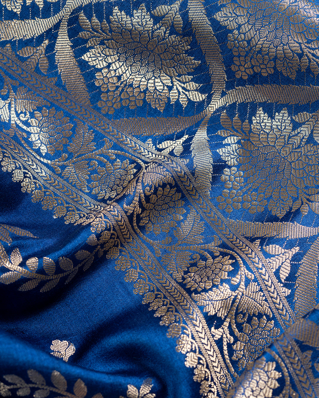 Egyptian Blue Floral Jaal Handwoven Banarasi Saree