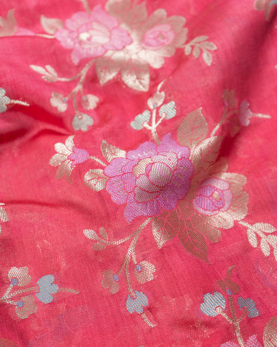 Rose Pink Meenakari Handwoven Banarasi Saree