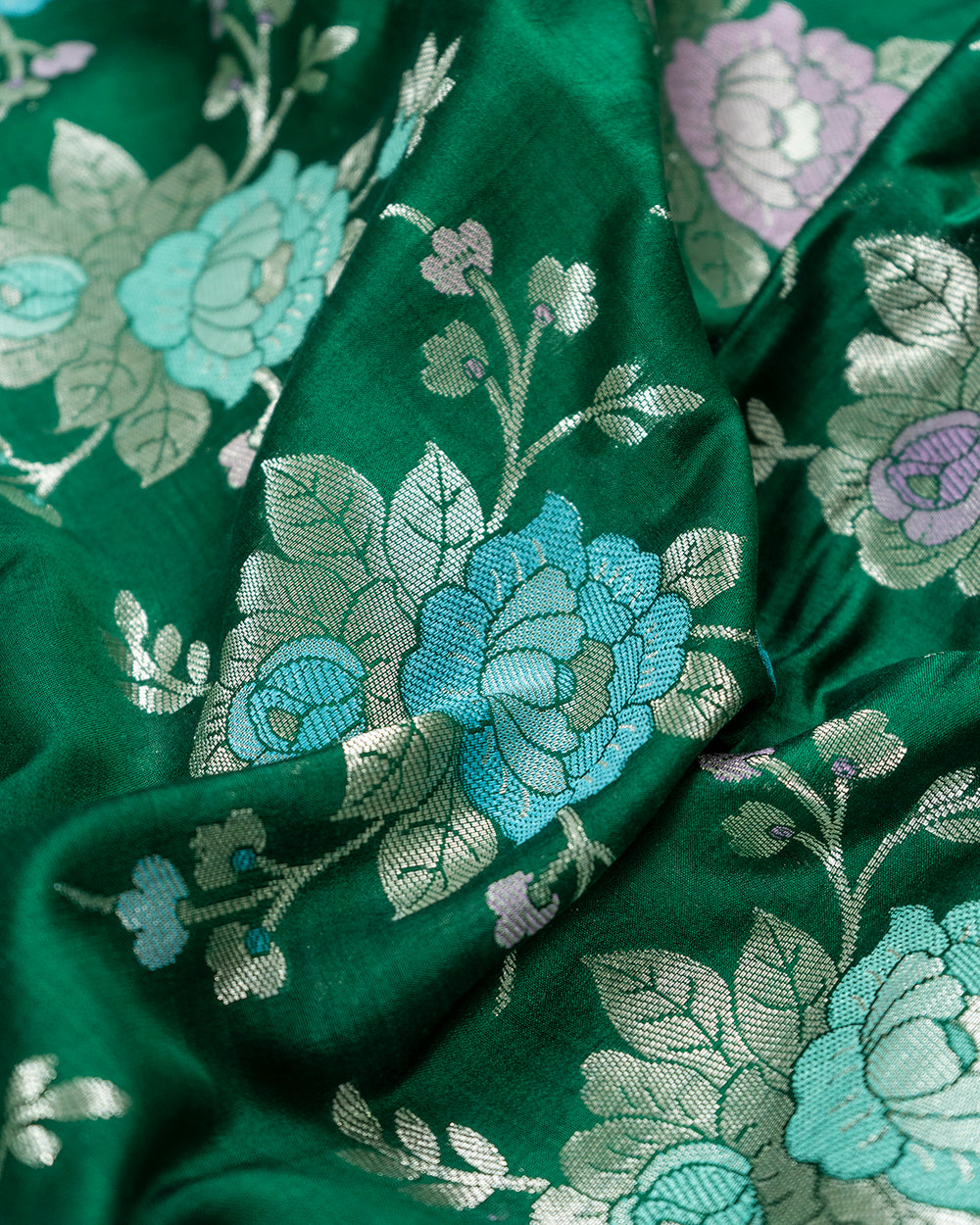 Emerald Green Meenakari Handwoven Banarasi Saree