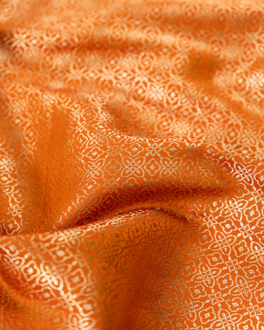 Aerospace Orange Meenakari Jaal Handwoven Banarasi Saree