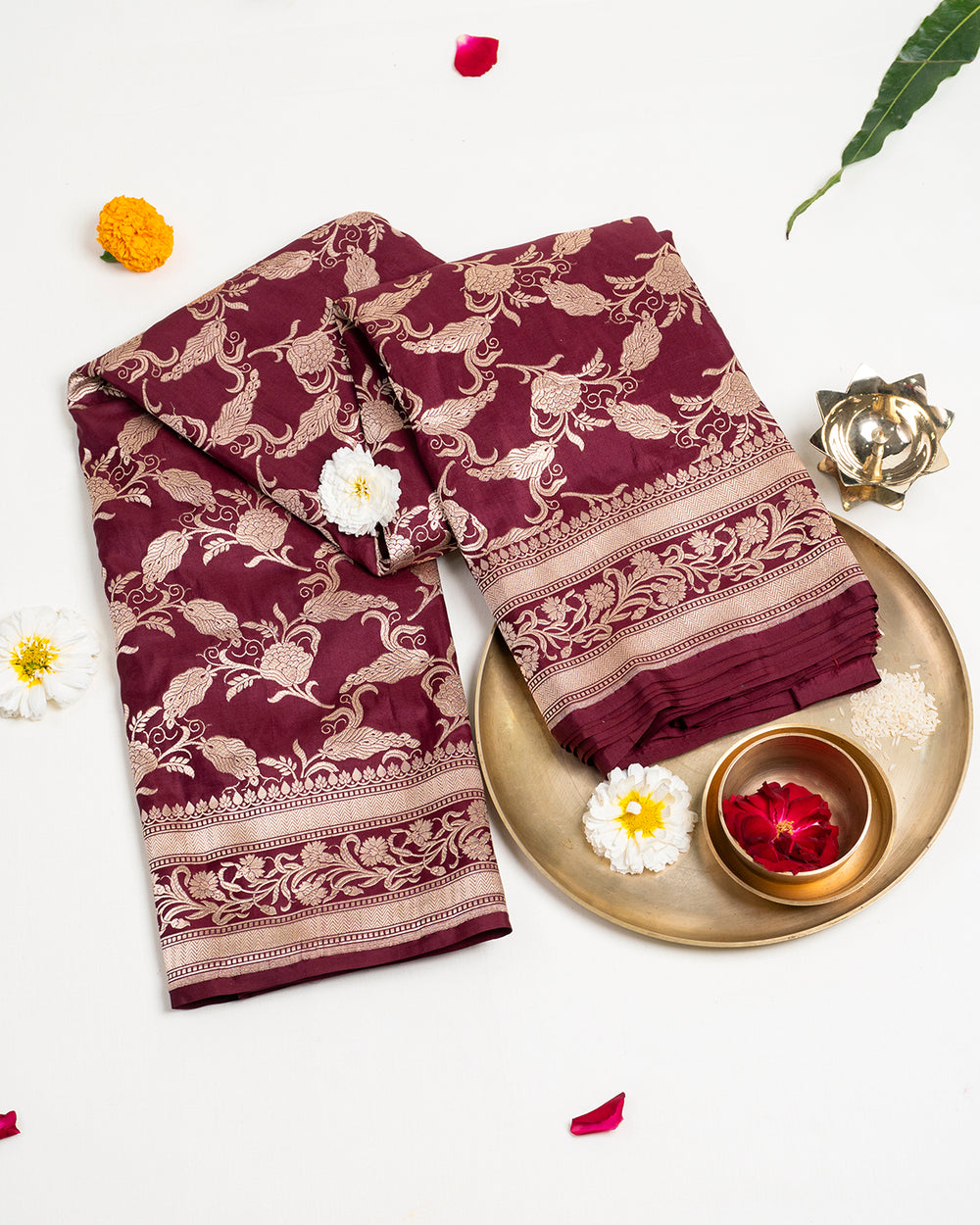 Maroon Handwoven Banarasi Katan Silk Saree