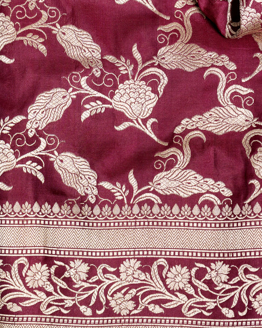 Maroon Handwoven Banarasi Katan Silk Saree