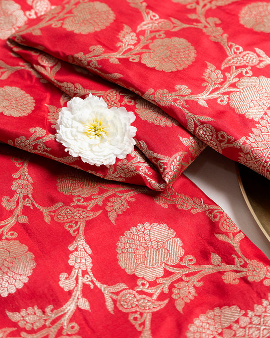 Brick Red Handwoven Banarasi Katan Silk Saree