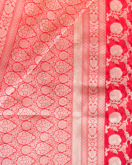 Brick Red Handwoven Banarasi Katan Silk Saree