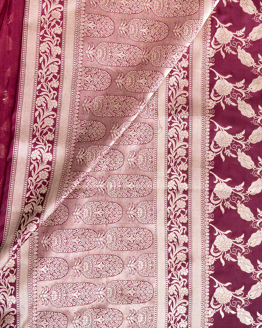 Maroon Handwoven Banarasi Katan Silk Saree