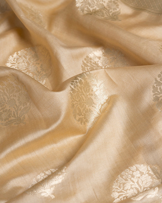 Beige Handwoven Banarasi Chiniya Silk Saree